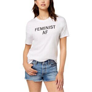 Carbon Copy T-Shirt Feminist AF Graphic Short Sleeve White Womens Size X Large
